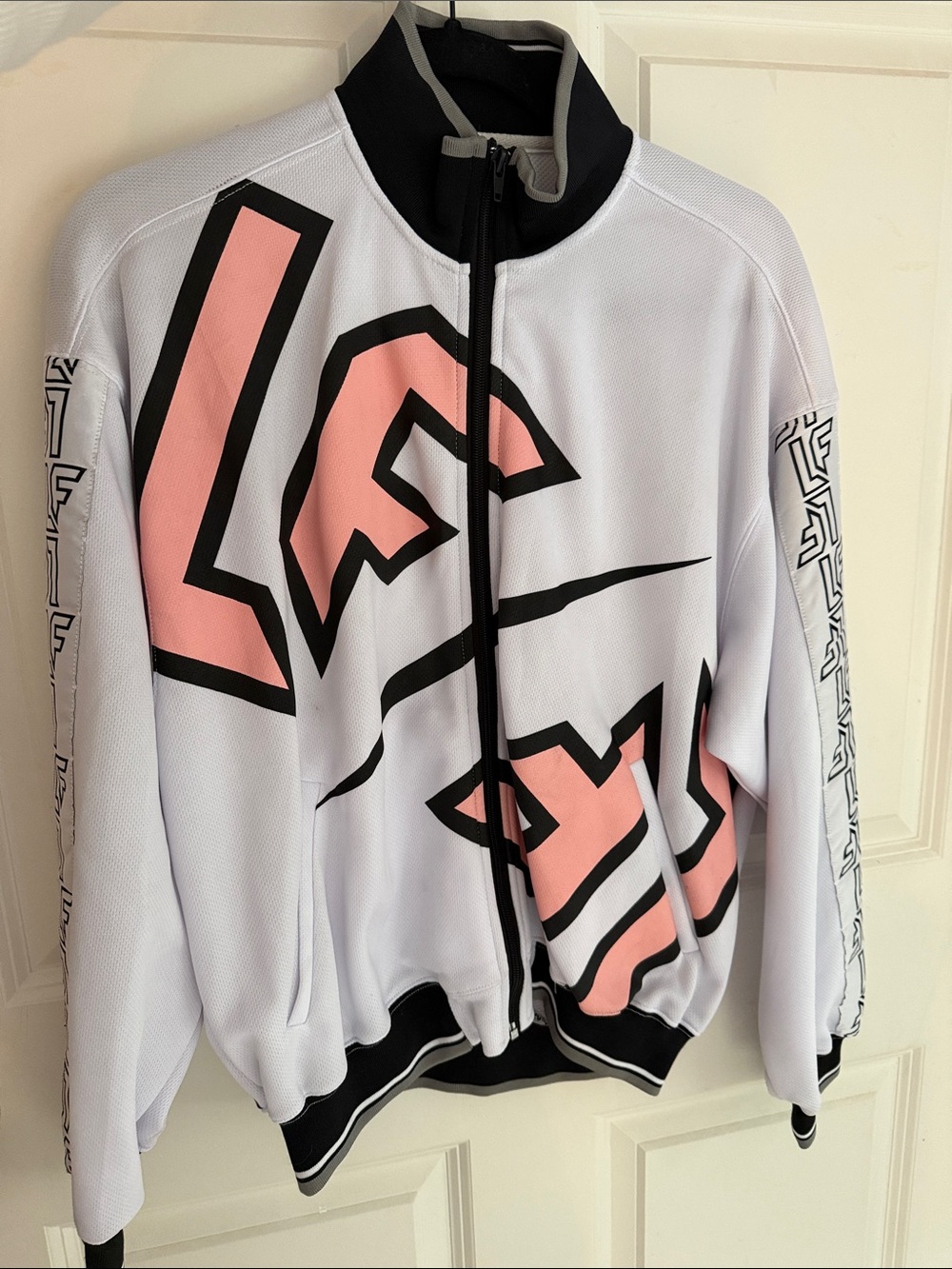 LF White & Pink Graphic Track Jacket - Women's Jacket